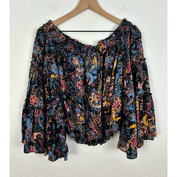 Free People Floral Printed Spirit Off Shoulder Top Size Small - Picture 3 of 5